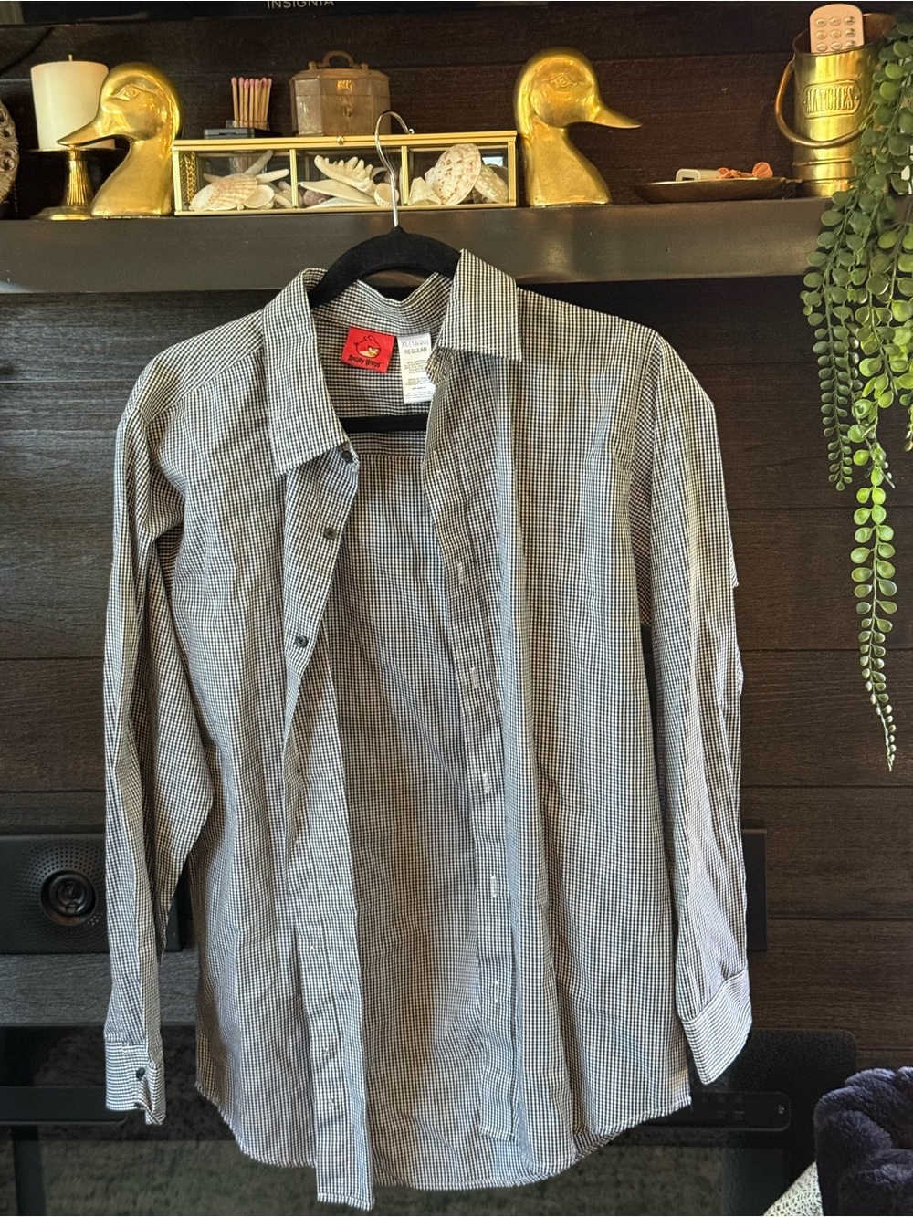 Classic Black and White Check Button-Down Shirt - Women's